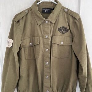 Genuine Harley Davidson Army Green lightweight jacket.  cute military vibe.